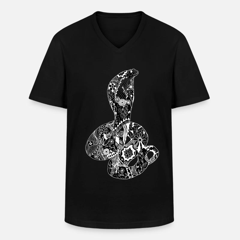 Patchwork Cobra - Men's V-Neck T-Shirt - black