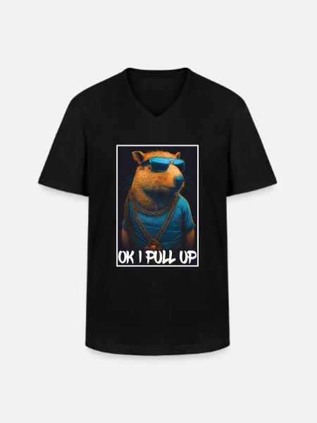 Capybara capybara marsvin gnager meme - Klassisk T-skjorte med V-hals for menn - svart