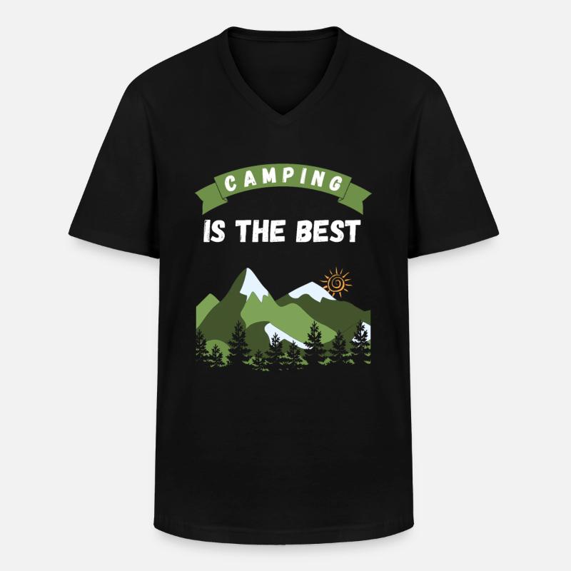 Campingis the best - Design - Männer-T-Shirt mit V-Ausschnitt - Schwarz