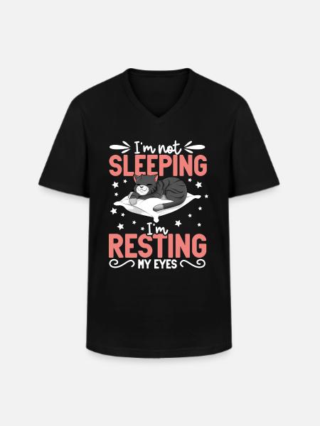 I don't sleep - cat - Men's V-Neck T-Shirt - black