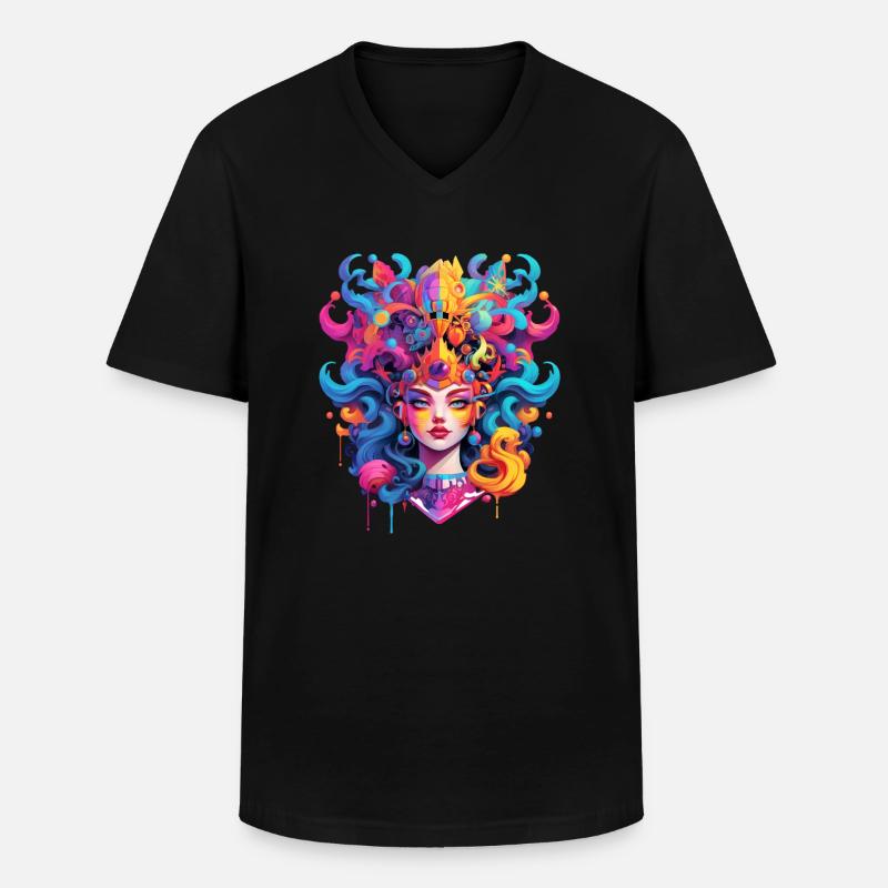 Synthwave Queen - Männer-T-Shirt mit V-Ausschnitt - Schwarz