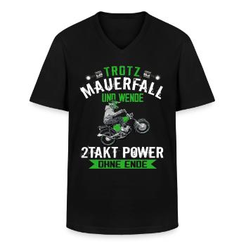 Lustiger Spruch Simsonfahrer S50 S51 Simme Moped - Männer-T-Shirt mit V-Ausschnitt - Schwarz - Vorne - AI Model Male 178 dark (178cm)