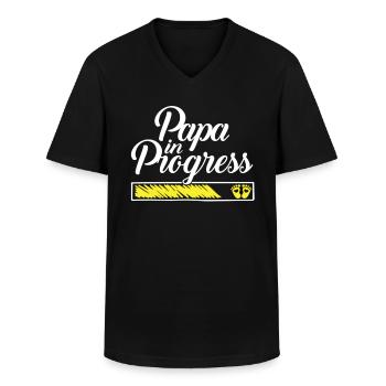 Pregnancy 2023 - Daddy Work in progress - - Men's V-Neck T-Shirt - black - Front - AI Model Male 178 dark (178cm)
