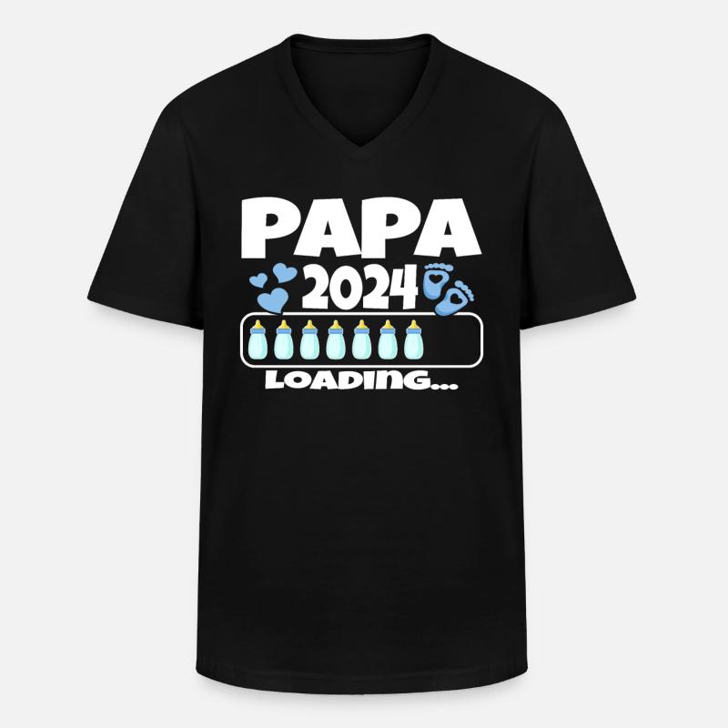 Werdender Vater - Papa 2024 loading - Männer-T-Shirt mit V-Ausschnitt - Schwarz