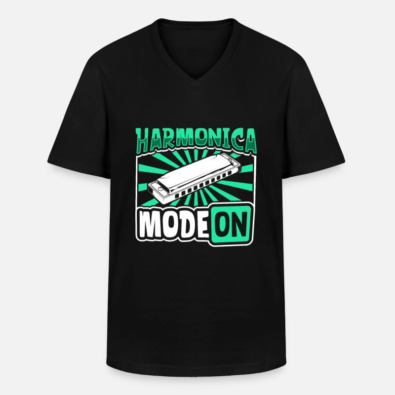 Mode Harmonica activé - Harmonica - T-shirt col V Homme - noir