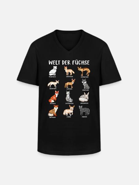 Verschiedene Fuchsarten - Welt der Füchse - Männer-T-Shirt mit V-Ausschnitt - Schwarz