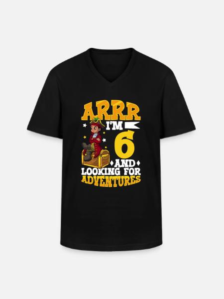 I'm 6 - Young Pirate - Men's V-Neck T-Shirt - black