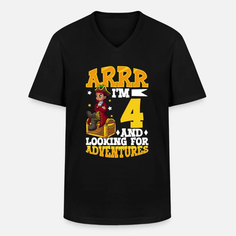Ich bin 4 - Jungen Pirat - Männer-T-Shirt mit V-Ausschnitt - Schwarz