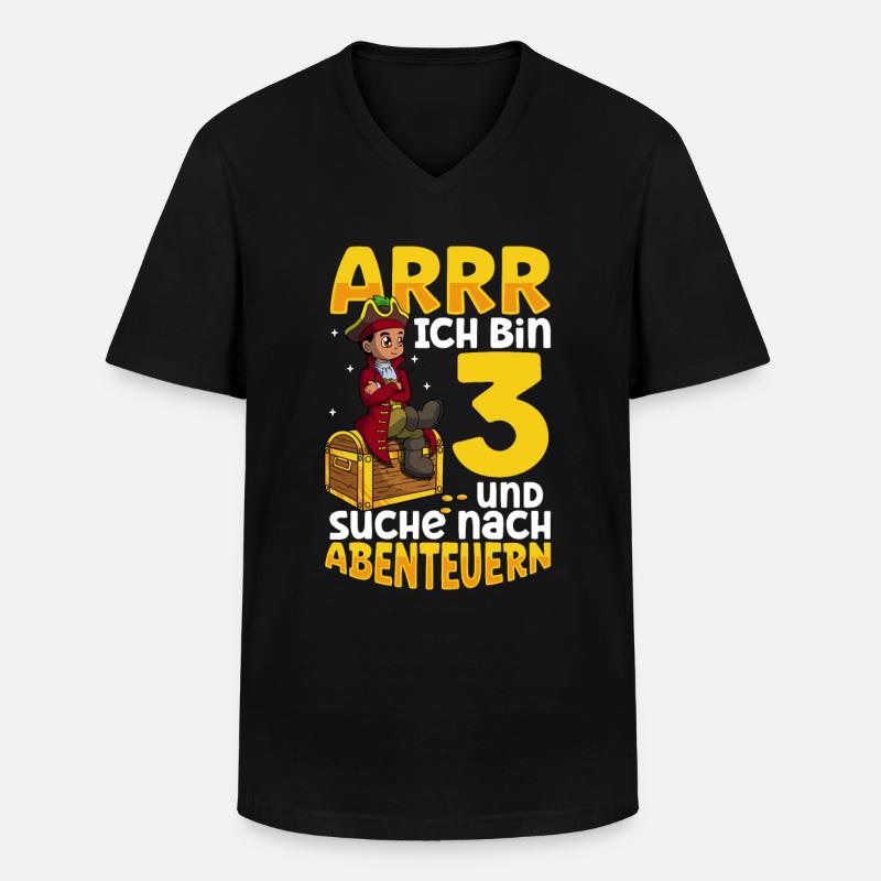Ich bin 3 - Jungen Pirat - Männer-T-Shirt mit V-Ausschnitt - Schwarz