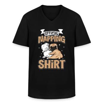Carlin de chemise de sommeil officiel - T-shirt col V Homme - noir - Devant - AI Model Male 178 dark (178cm)