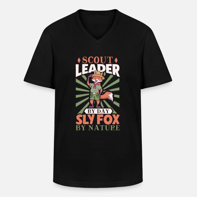 Fuchs - Pfadfinder Lehrer - Männer-T-Shirt mit V-Ausschnitt - Schwarz