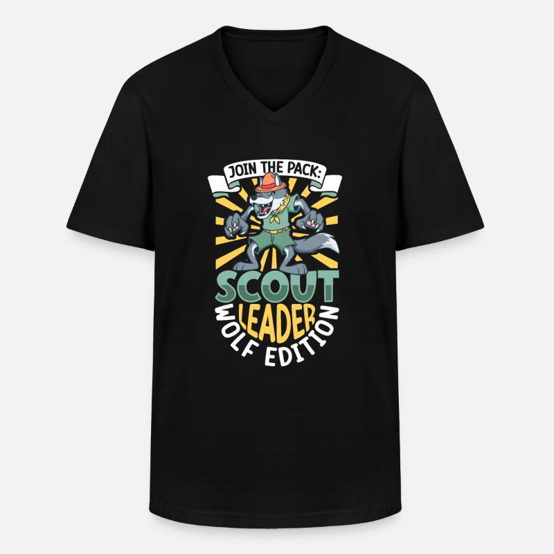 Wolf - Pfadfinder Lehrer - Männer-T-Shirt mit V-Ausschnitt - Schwarz