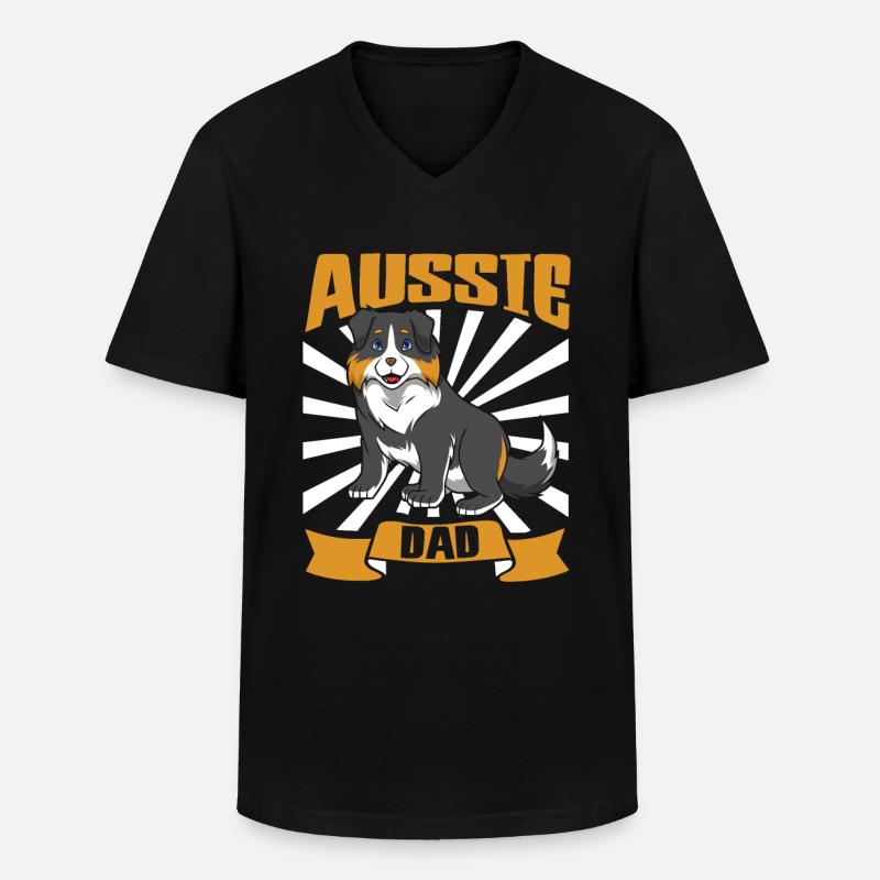 Aussie Dad - Australian Shepherd - Männer-T-Shirt mit V-Ausschnitt - Schwarz