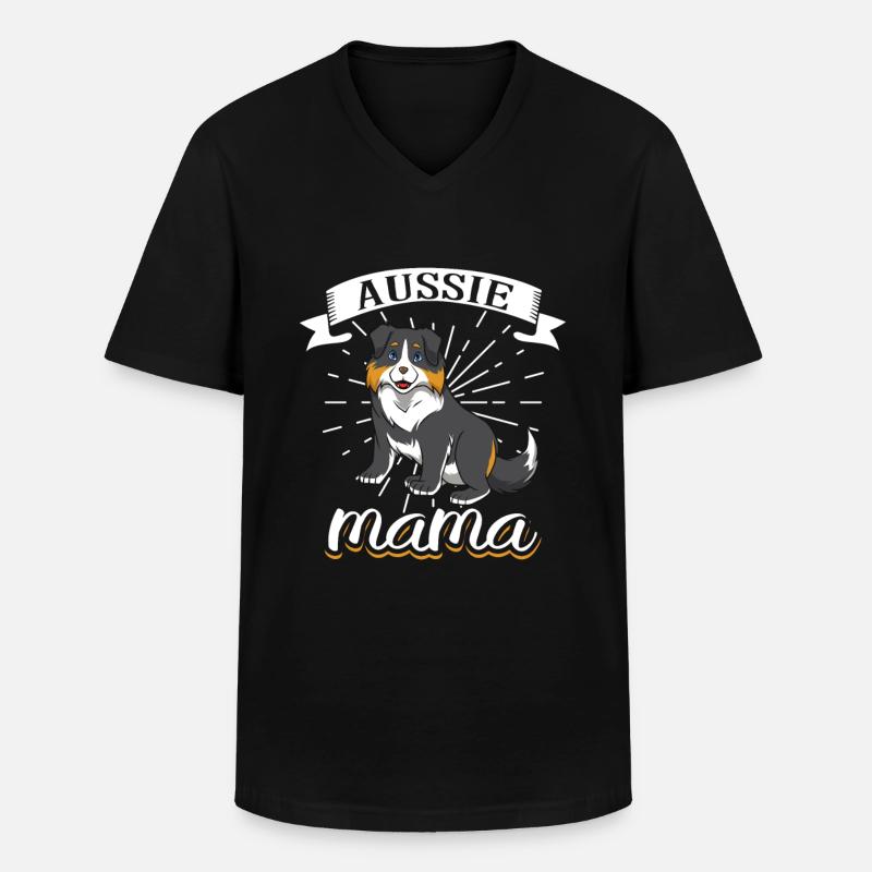 Aussie Mama - Australian Shepherd - Männer-T-Shirt mit V-Ausschnitt - Schwarz
