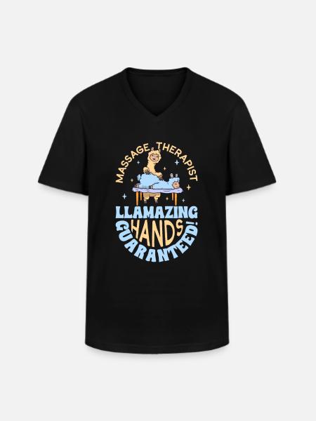 Llamazing hands guaranteed - Massage - Men's V-Neck T-Shirt - black