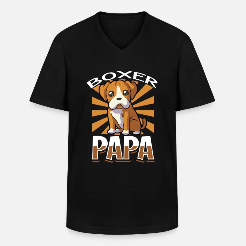 Boxer Papa - Boxer - Männer-T-Shirt mit V-Ausschnitt - Schwarz
