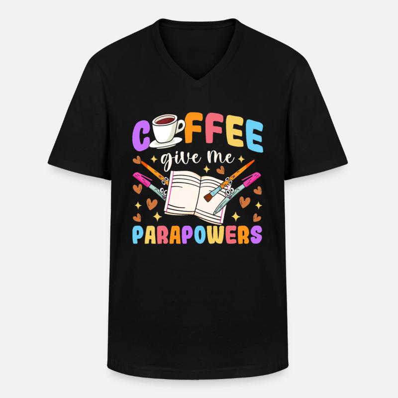 Lustiger Kaffee Para Lehrer Paraprofessionaler - Männer-T-Shirt mit V-Ausschnitt - Schwarz