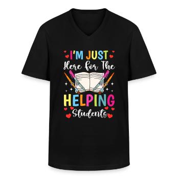 Here To Para Teacher Paraprofessional - Men's V-Neck T-Shirt - black - Front - AI Model Male 178 dark (178cm)