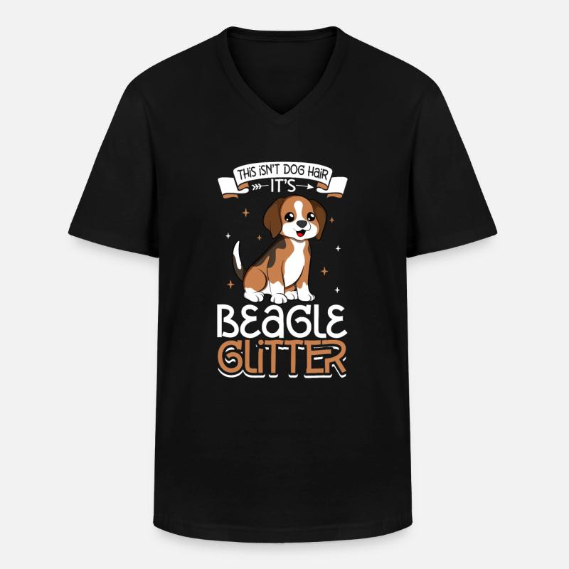 Beagle Glitzer - Männer-T-Shirt mit V-Ausschnitt - Schwarz