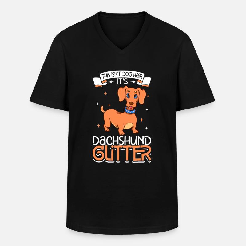 Dachshund Glitzer - Männer-T-Shirt mit V-Ausschnitt - Schwarz