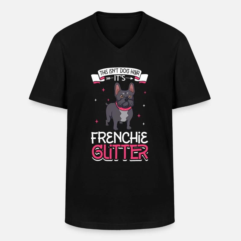 Frenchie Glitzer - Männer-T-Shirt mit V-Ausschnitt - Schwarz