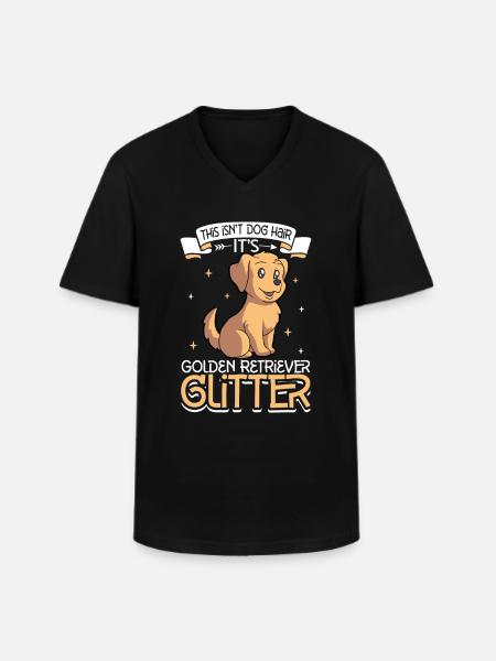 Golden Retriever Glitter - Men's V-Neck T-Shirt - black