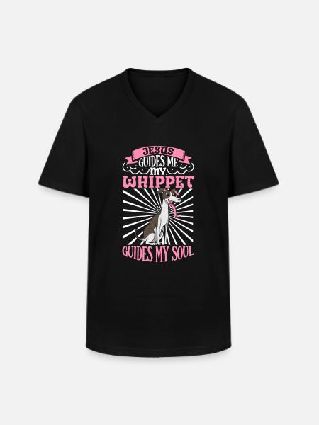 Jesus and My Whippet - Men's V-Neck T-Shirt - black
