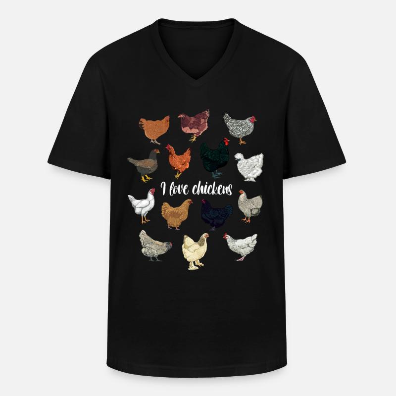 Jag älskar höns - T-shirt med V-ringning herr - svart