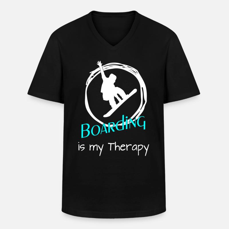 Boarding Snowboarding - Männer-T-Shirt mit V-Ausschnitt - Schwarz