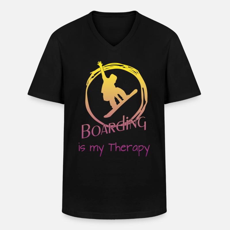 Boarding Snowboarding - Männer-T-Shirt mit V-Ausschnitt - Schwarz