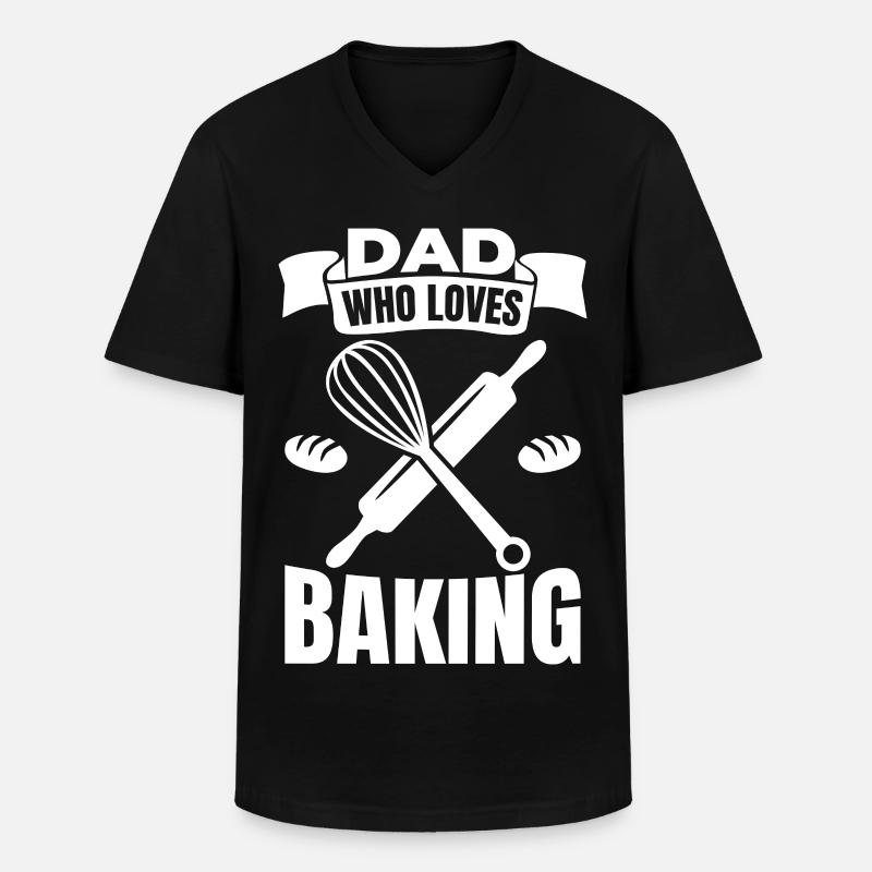Papa, der gerne backt - Männer-T-Shirt mit V-Ausschnitt - Schwarz