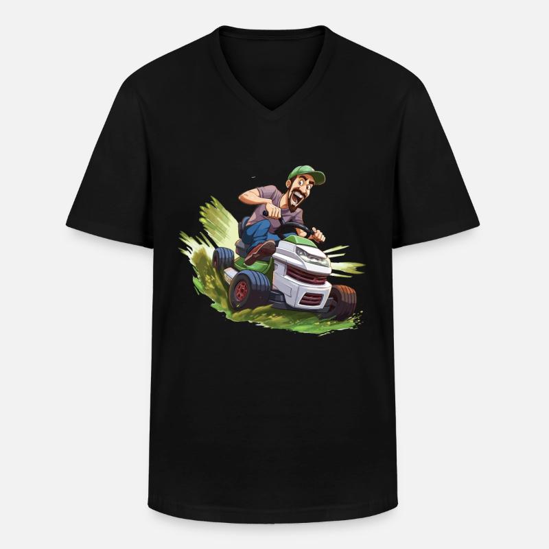 Lustiger Rasenmäher - Männer-T-Shirt mit V-Ausschnitt - Schwarz