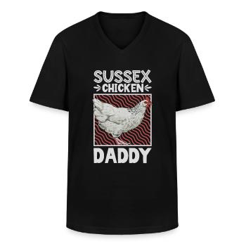 Papa Sussex - T-shirt col V Homme - noir - Devant - AI Model Male 178 dark (178cm)