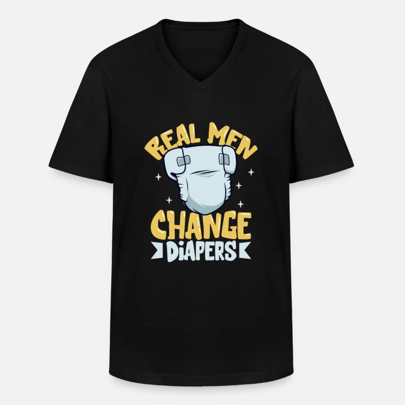 Echte Männen wechseln Windeln - Männer-T-Shirt mit V-Ausschnitt - Schwarz