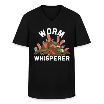 Ver de terre - Cultivateurs de vers - Compétences de ferme de vers - T-shirt col V Homme - noir - Devant - AI Model Male 178 dark (178cm)