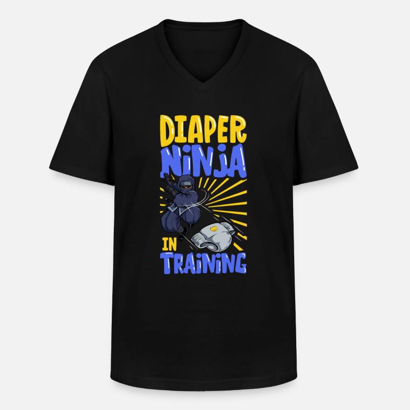 Windel Ninja - Windelwechseln - Männer-T-Shirt mit V-Ausschnitt - Schwarz