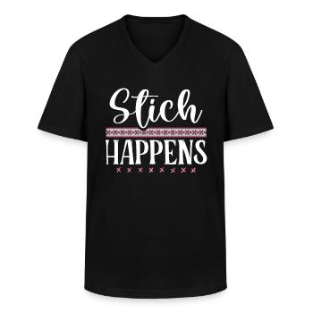 Fun cross stitch embroidery stitch - Men's V-Neck T-Shirt - black - Front - AI Model Male 178 dark (178cm)