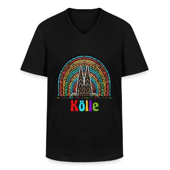 Köln Regenbogen Kölner Dom Kölsch Colonia Karneval - Männer-T-Shirt mit V-Ausschnitt - Schwarz - Vorne - AI Model Male 178 dark (178cm)