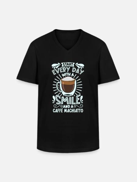 Smile with caffè macchiato - Men's V-Neck T-Shirt - black