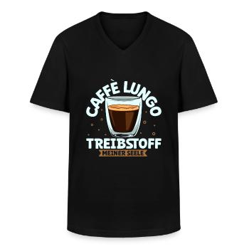 Mein Treibstoff ist Caffè Lungo - Männer-T-Shirt mit V-Ausschnitt - Schwarz - Vorne - AI Model Male 178 dark (178cm)