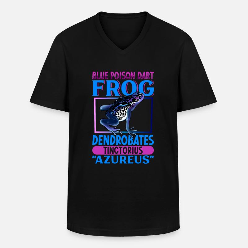 Blauer Pfeilgiftfrosch - Männer-T-Shirt mit V-Ausschnitt - Schwarz
