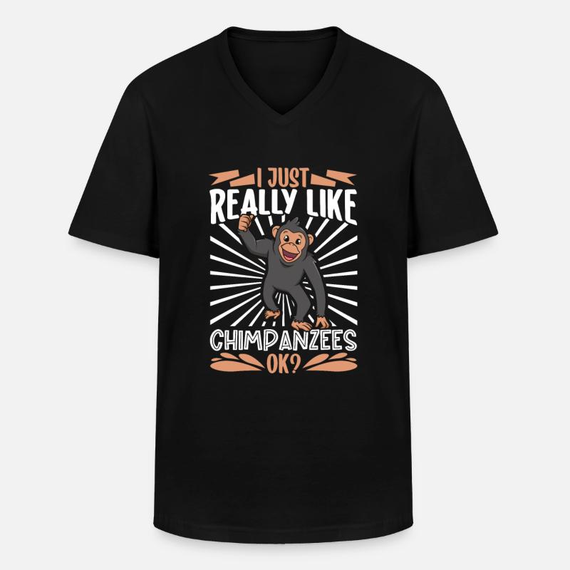 Ich liebe Schimpansen - Schimpanse - Männer-T-Shirt mit V-Ausschnitt - Schwarz