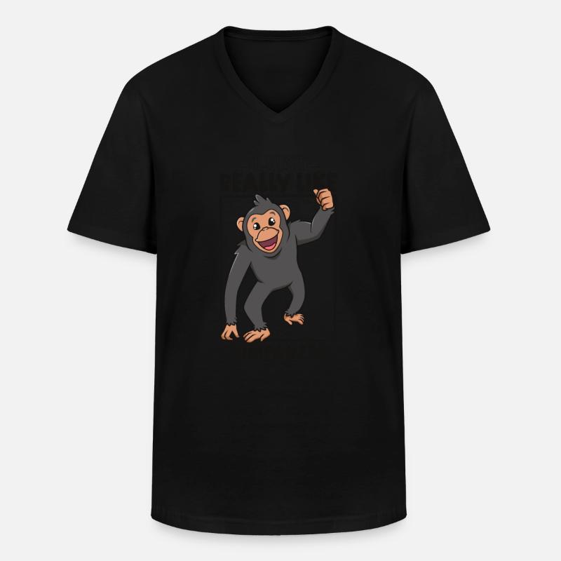 I love chimpanzees - chimpanzee - Men's V-Neck T-Shirt - black