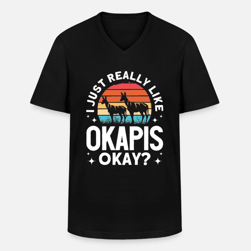 Funny zookeeper okapi lover - Men's V-Neck T-Shirt - black