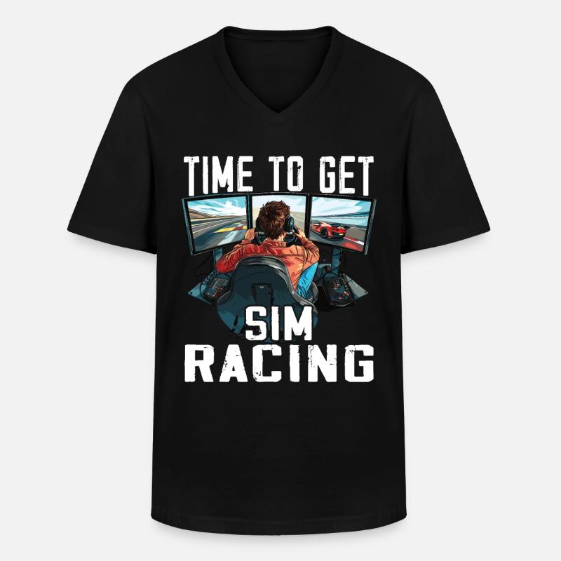 "Tempo di Sim Racing" Sim Racer - Maglietta da uomo classica con scollo a V - nero