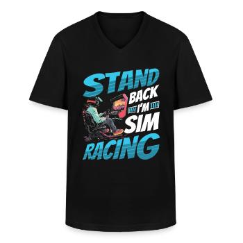 Simulator Cockpit Esports Sim Racing - Männer-T-Shirt mit V-Ausschnitt - Schwarz - Vorne - AI Model Male 178 dark (178cm)