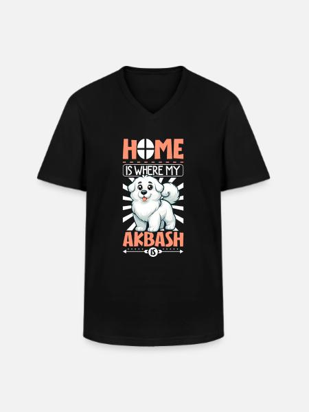 Zuhause - Akbas - Männer-T-Shirt mit V-Ausschnitt - Schwarz
