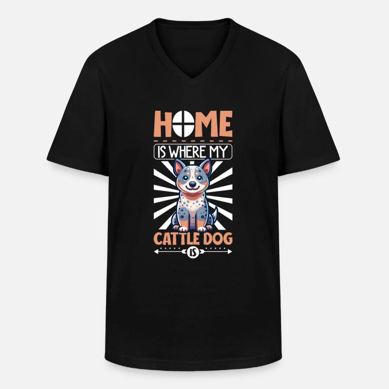 Zuhause - Australian Cattle Dog - Männer-T-Shirt mit V-Ausschnitt - Schwarz