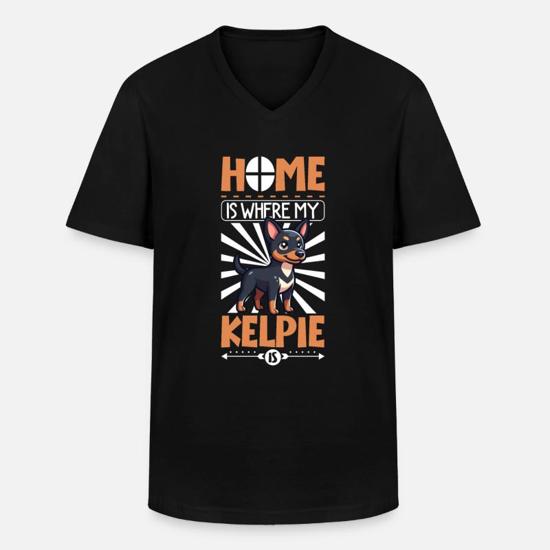 Zuhause - Australian Kelpie - Männer-T-Shirt mit V-Ausschnitt - Schwarz