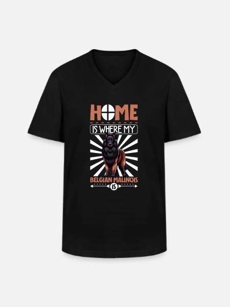 Home - Belgian Shepherd - Men's V-Neck T-Shirt - black
